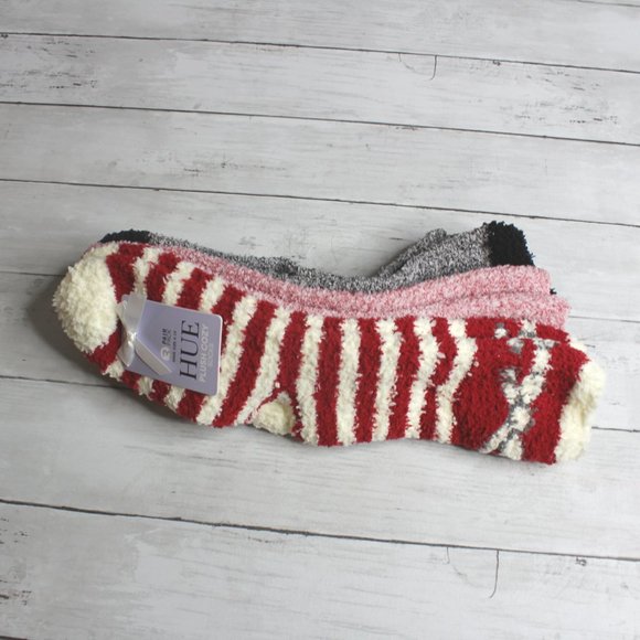 Hue Womens Plush Cozy Socks Fits Shoe Size 4-10 Set 3 Pair Pack - Picture 2 of 6